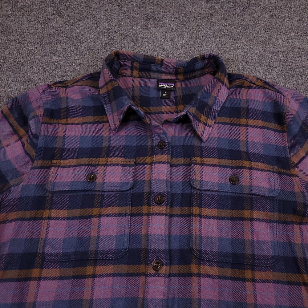 Patagonia Flannel Hiking Shirt Womens M Plaid 100% Cotton Long Sleeve Pockets - Picture 3 of 15